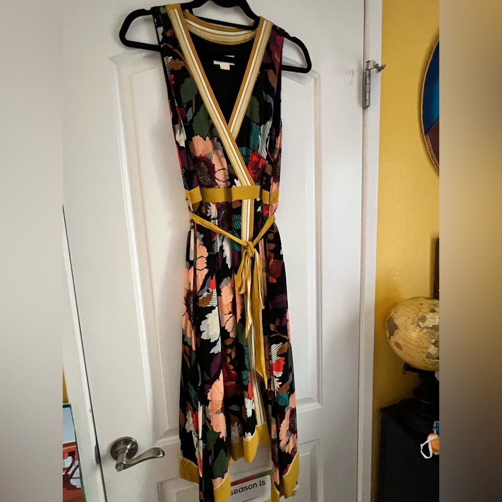 Anthropologie Maeve Botanical Faux Wrap Dress Size 6 - Picture 3 of 10